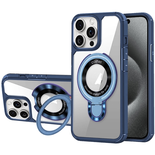 For iPhone 15 Pro MagSafe Acrylic Hybrid TPU Phone Case with Holder(Royal Blue) крышка uniq magsafe transforma для iphone 14 pro max экокожа синий