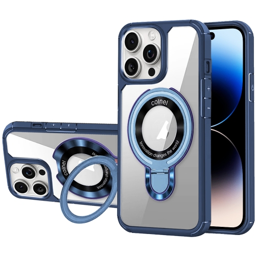 For iPhone 14 Pro MagSafe Acrylic Hybrid TPU Phone Case with Holder(Royal Blue) крышка uniq magsafe transforma для iphone 14 pro max экокожа синий