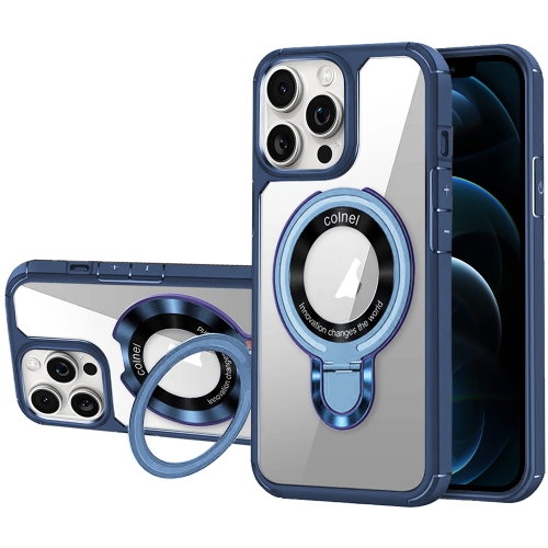 

For iPhone 12 Pro Max MagSafe Acrylic Hybrid TPU Phone Case with Holder(Royal Blue)