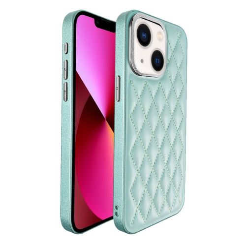 

For iPhone 13 Plaid Series 9D Electroplated Phone Case(Cyan-blue)