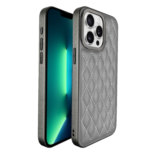 

For iPhone 13 Pro Max Plaid Series 9D Electroplated Phone Case(Titanium Grey)