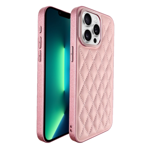 

For iPhone 13 Pro Max Plaid Series 9D Electroplated Phone Case(Pink)