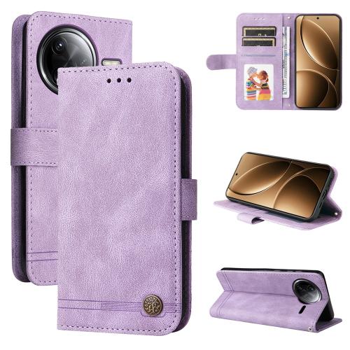 

For Redmi K80 Pro Skin Feel Life Tree Metal Button Leather Phone Case(Purple)