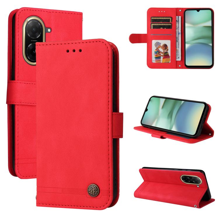 

For Redmi A5 4G 173.3mm Skin Feel Life Tree Metal Button Leather Phone Case(Red)