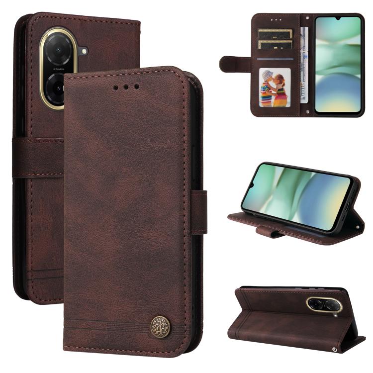 

For Redmi A5 4G 173.3mm Skin Feel Life Tree Metal Button Leather Phone Case(Brown)