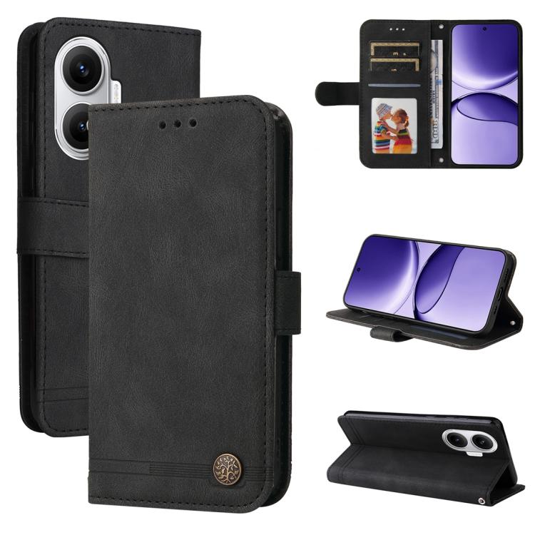 

For Redmi Turbo 4 Pro / Xiaomi Poco F7 Skin Feel Life Tree Metal Button Leather Phone Case(Black)