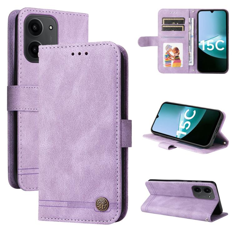 

For Redmi 15C 5G / 4G Global 171mm / Poco C85 4G Skin Feel Life Tree Metal Button Leather Phone Case(Purple)
