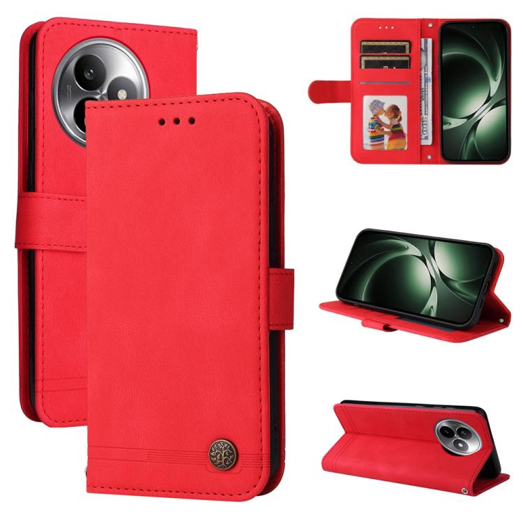 

For Redmi K80 Ultra Skin Feel Life Tree Metal Button Leather Phone Case(Red)