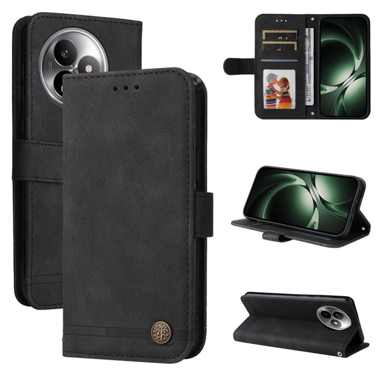 

For Redmi K80 Ultra Skin Feel Life Tree Metal Button Leather Phone Case(Black)