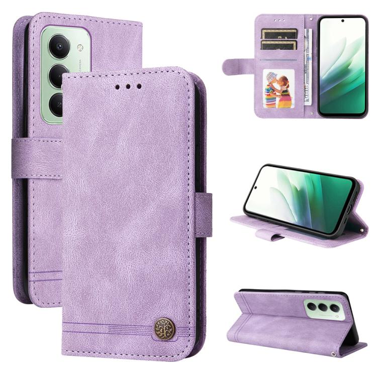

For Redmi 15 5G Global / 15 4G SEA 169.5mm Skin Feel Life Tree Metal Button Leather Phone Case(Purple)