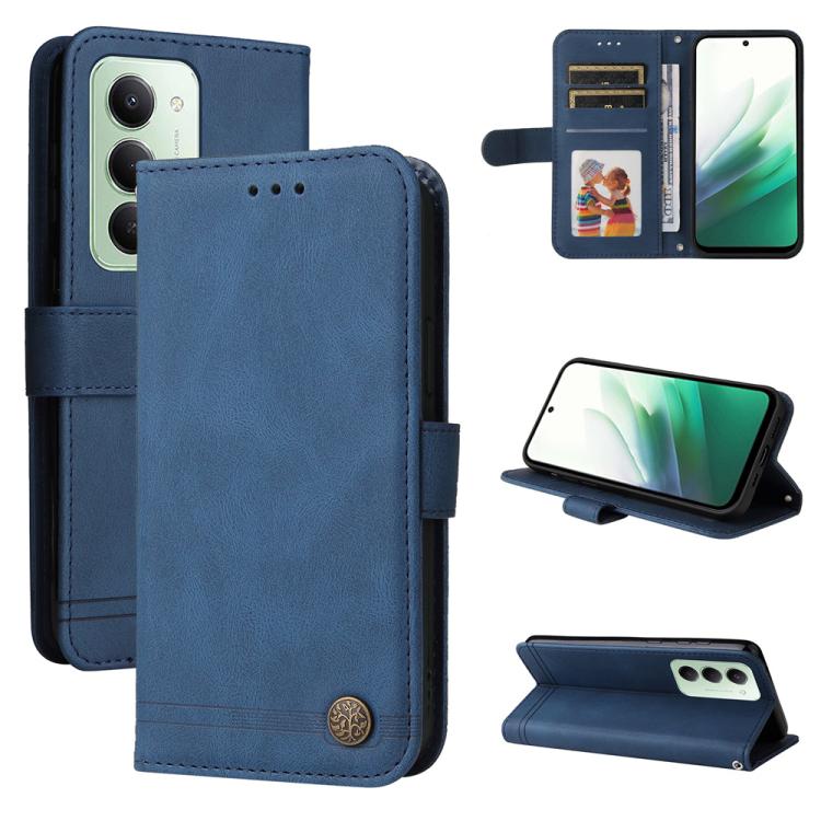 

For Redmi 15 5G Global / 15 4G SEA 169.5mm Skin Feel Life Tree Metal Button Leather Phone Case(Blue)