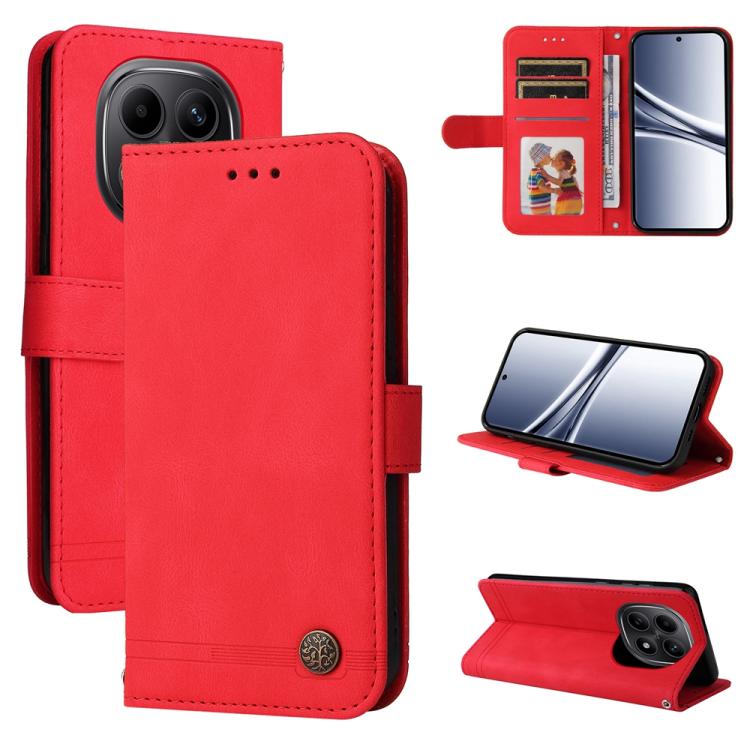

For Redmi Note 15 5G Global 164mm Skin Feel Life Tree Metal Button Leather Phone Case(Red)