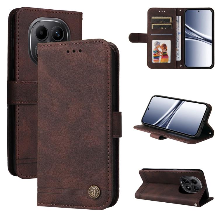 

For Redmi Note 15 5G Global 164mm Skin Feel Life Tree Metal Button Leather Phone Case(Brown)