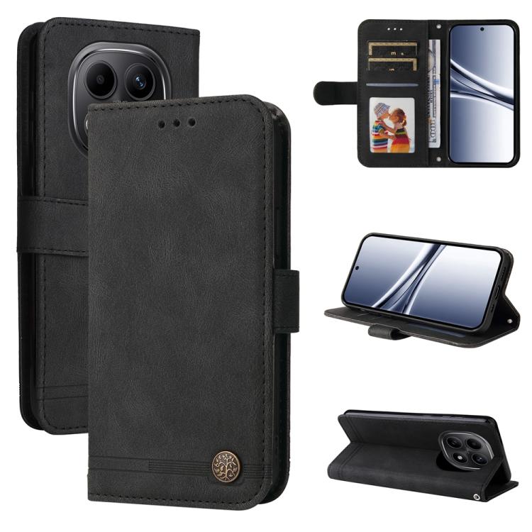 

For Redmi Note 15 5G Global 164mm Skin Feel Life Tree Metal Button Leather Phone Case(Black)