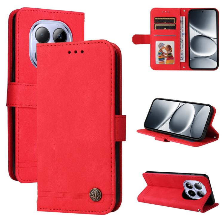 

For Redmi Note 15 Pro 5G Global 163.6mm Skin Feel Life Tree Metal Button Leather Phone Case(Red)