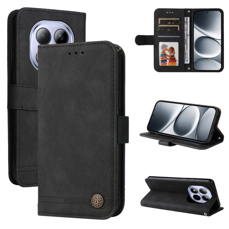 

For Redmi Note 15 Pro 5G Global 163.6mm Skin Feel Life Tree Metal Button Leather Phone Case(Black)