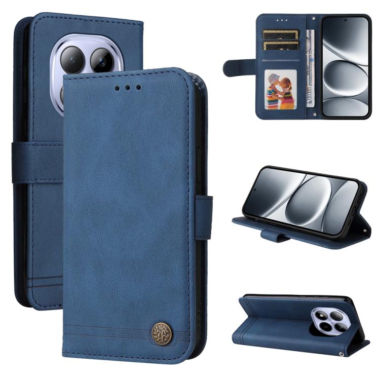 

For Redmi Note 15 Pro 5G Global 163.6mm Skin Feel Life Tree Metal Button Leather Phone Case(Blue)