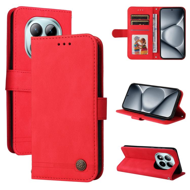 

For Redmi Note 15 Pro+ 5G Global 163.3mm Skin Feel Life Tree Metal Button Leather Phone Case(Red)