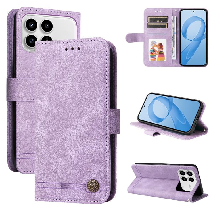 For Redmi K90 / Xiaomi Poco F8 Pro 5G Skin Feel Life Tree Metal Button Leather Phone Case(Purple)