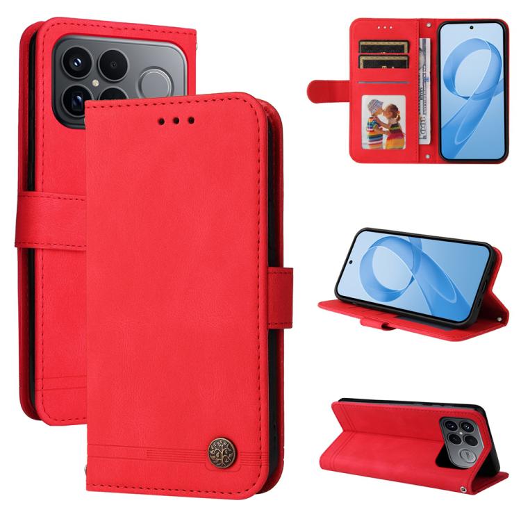 

For Redmi K90 Pro Max / Xiaomi Poco F8 Ultra 5G Skin Feel Life Tree Metal Button Leather Phone Case(Red)