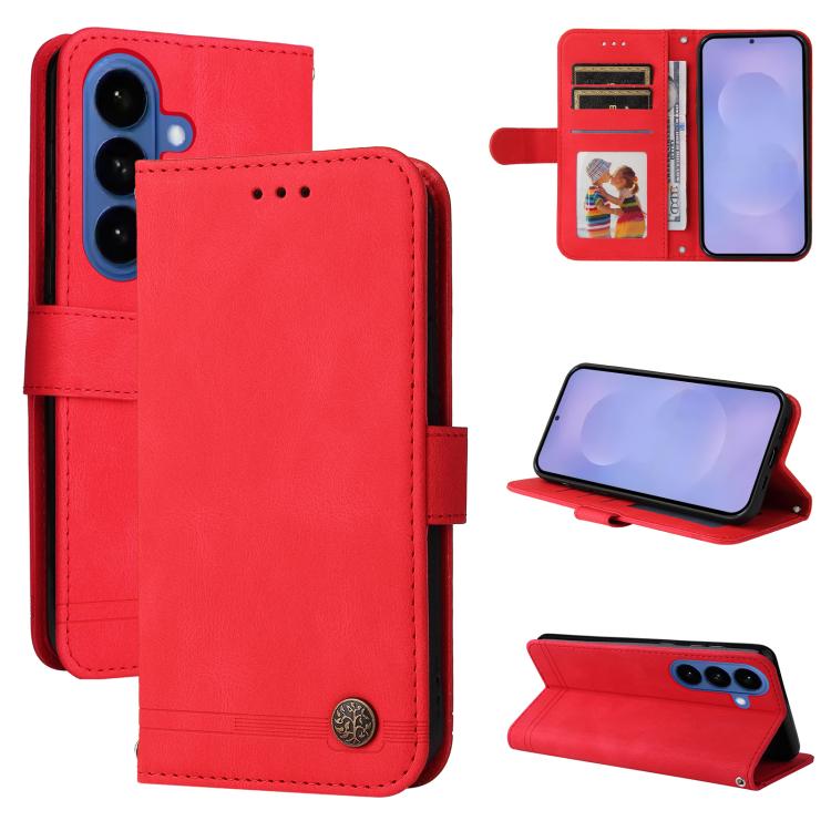 

For Samsung Galaxy S26 Pro 5G Skin Feel Life Tree Metal Button Leather Phone Case(Red)