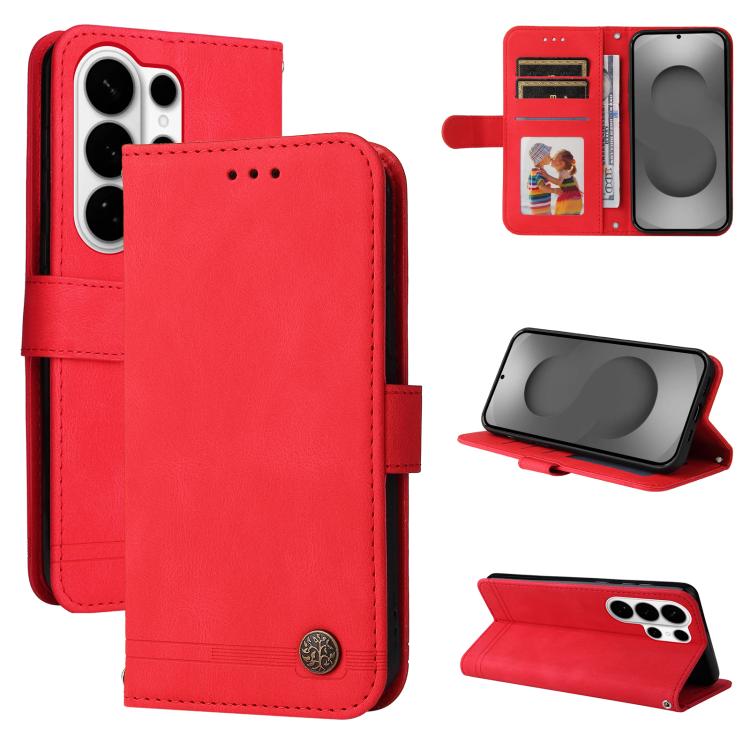 

For Samsung Galaxy S26 Ultra 5G Skin Feel Life Tree Metal Button Leather Phone Case(Red)