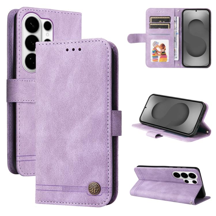 

For Samsung Galaxy S26 Ultra 5G Skin Feel Life Tree Metal Button Leather Phone Case(Purple)