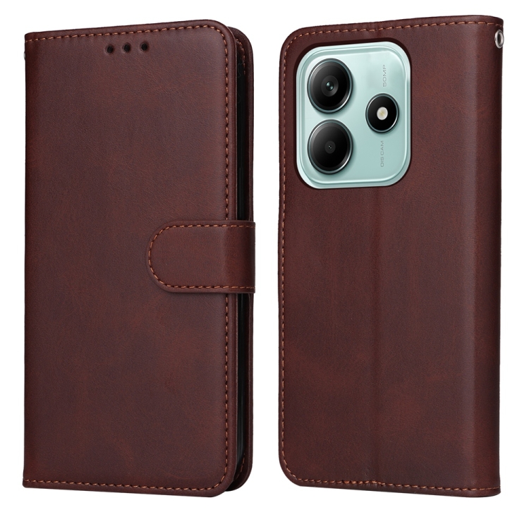 

For Redmi Note 14 5G Classic Calf Texture Flip Leather Phone Case(Brown)
