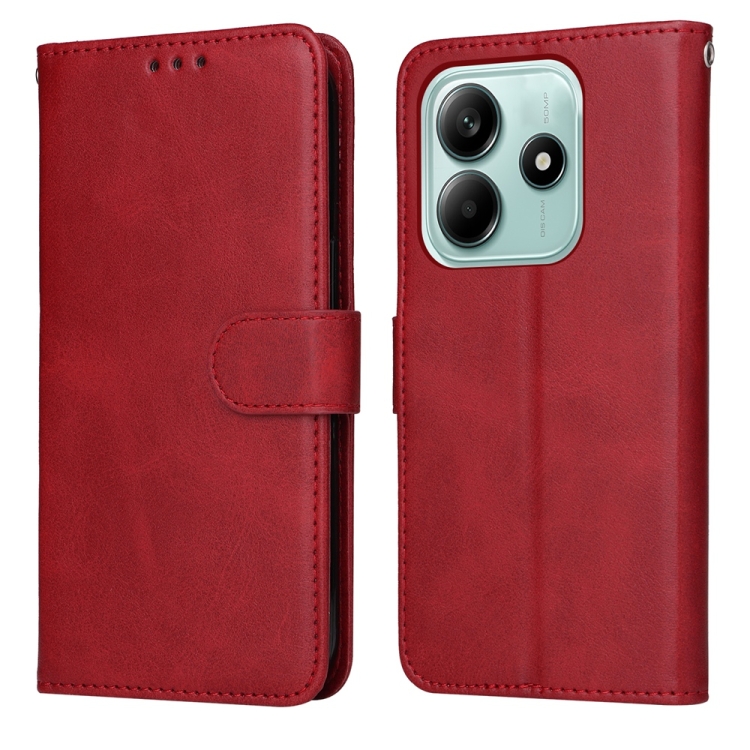

For Redmi Note 14 5G Classic Calf Texture Flip Leather Phone Case(Red)