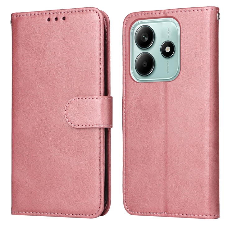 

For Redmi Note 14 5G Classic Calf Texture Flip Leather Phone Case(Rose Gold)