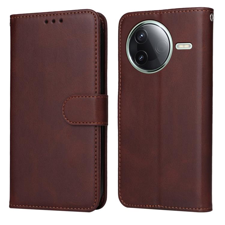 

For Redmi K80 Classic Calf Texture Flip Leather Phone Case(Brown)