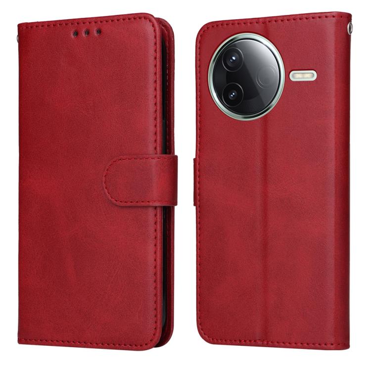 

For Redmi K80 Classic Calf Texture Flip Leather Phone Case(Red)