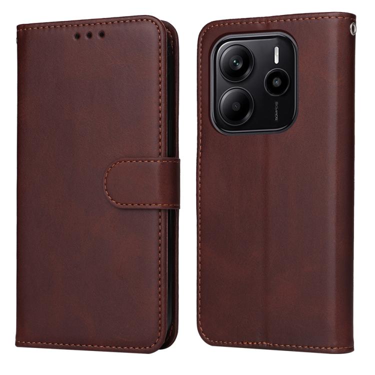 

For Redmi Note 14 4G 163.25mm Global Classic Calf Texture Flip Leather Phone Case(Brown)