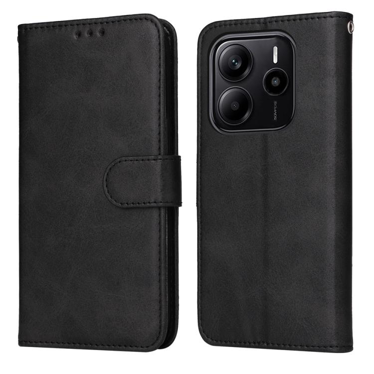 

For Redmi Note 14 4G 163.25mm Global Classic Calf Texture Flip Leather Phone Case(Black)