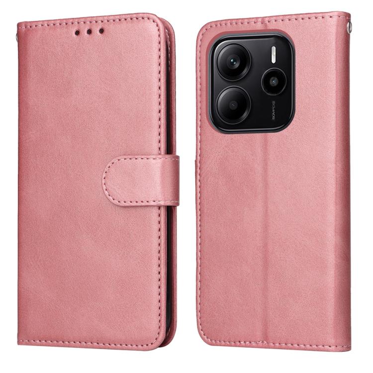 

For Redmi Note 14 4G 163.25mm Global Classic Calf Texture Flip Leather Phone Case(Rose Gold)