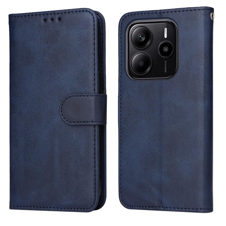 

For Redmi Note 14 4G 163.25mm Global Classic Calf Texture Flip Leather Phone Case(Blue)