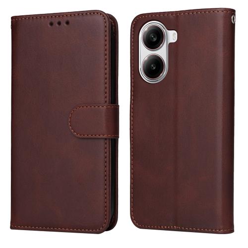 

For Redmi Turbo 4 / Xiaomi Poco X7 Pro Classic Calf Texture Flip Leather Phone Case(Brown)