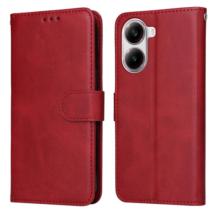 

For Redmi Turbo 4 / Xiaomi Poco X7 Pro Classic Calf Texture Flip Leather Phone Case(Red)