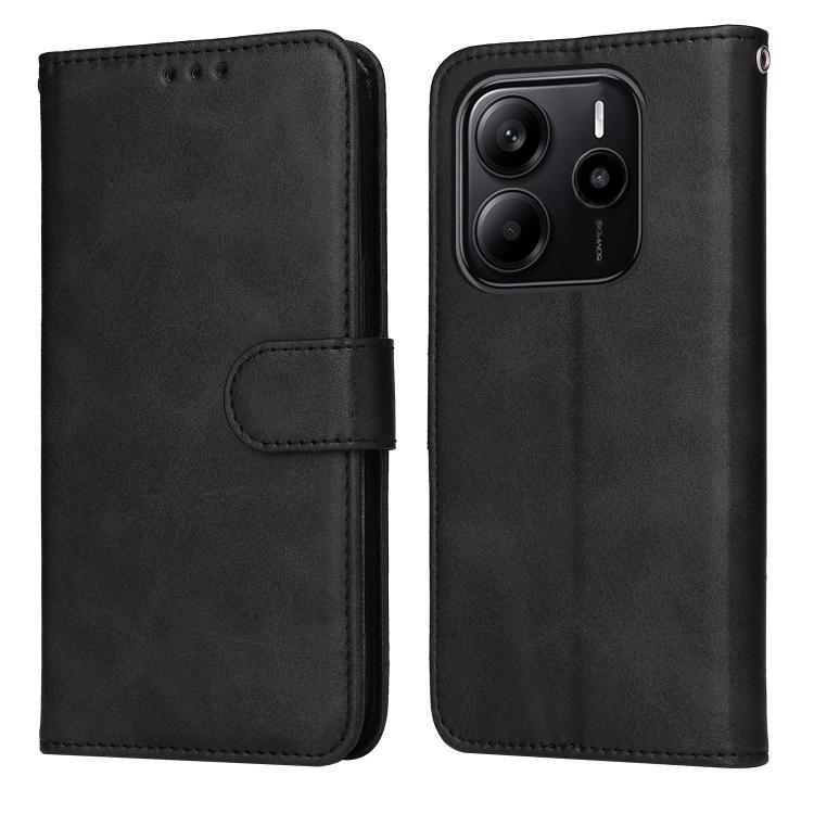 

For Redmi Note 14 4G 164.84mm Classic Calf Texture Flip Leather Phone Case(Black)
