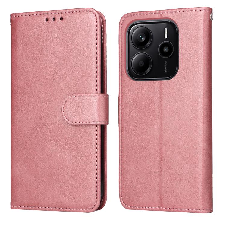 

For Redmi Note 14 4G 164.84mm Classic Calf Texture Flip Leather Phone Case(Rose Gold)