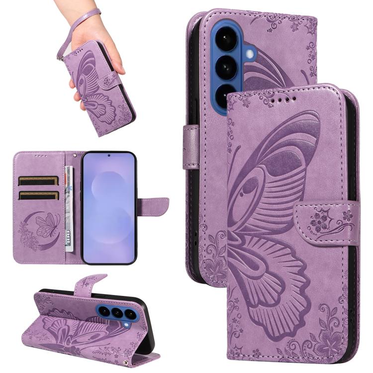 

For Samsung Galaxy S26 5G Swallowtail Butterfly Embossed Leather Phone Case(Purple)