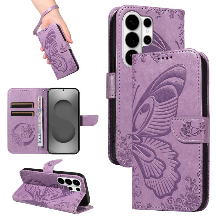 

For Samsung Galaxy S26 Ultra 5G Swallowtail Butterfly Embossed Leather Phone Case(Purple)