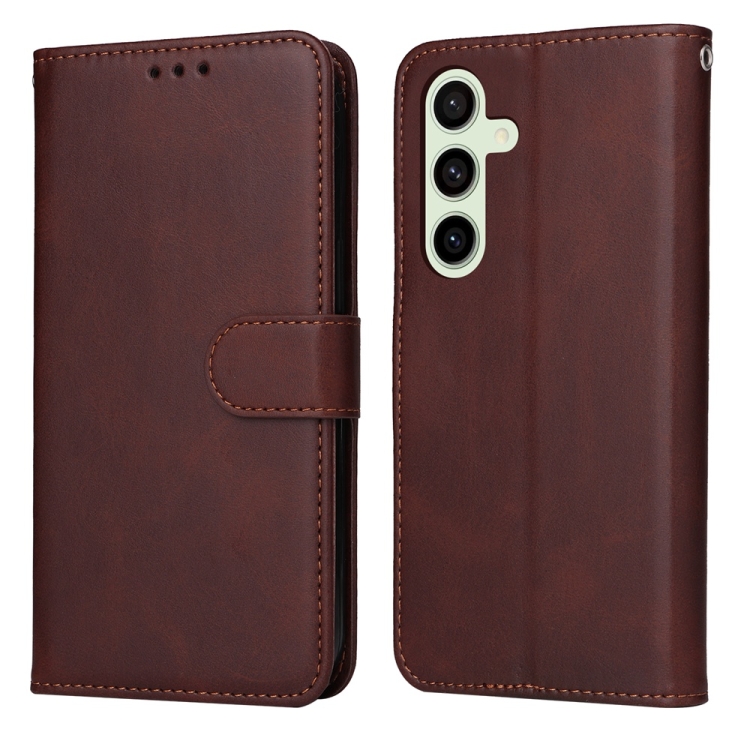 

For Samsung Galaxy S24 FE 5G Classic Calf Texture Flip Leather Phone Case(Brown)