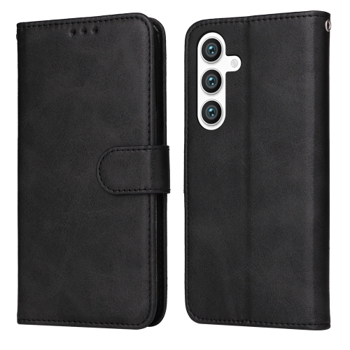 

For Samsung Galaxy S25 5G Classic Calf Texture Flip Leather Phone Case(Black)