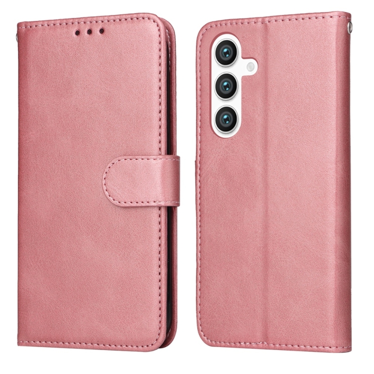 

For Samsung Galaxy S25 5G Classic Calf Texture Flip Leather Phone Case(Rose Gold)