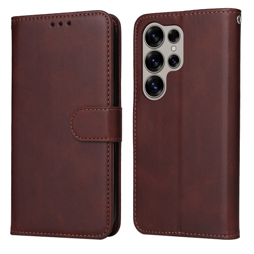 

For Samsung Galaxy S25 Ultra 5G Classic Calf Texture Flip Leather Phone Case(Brown)