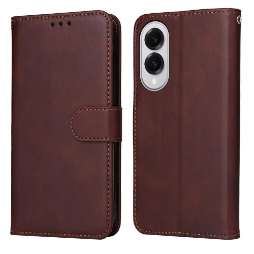 

For Samsung Galaxy S25 Edge 5G Classic Calf Texture Flip Leather Phone Case(Brown)