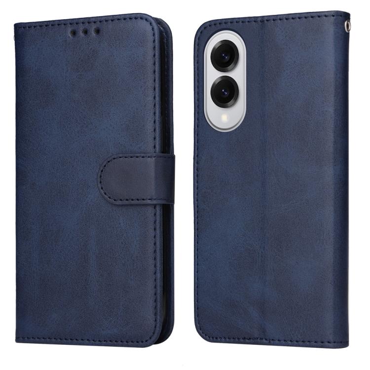 

For Samsung Galaxy S25 Edge 5G Classic Calf Texture Flip Leather Phone Case(Blue)