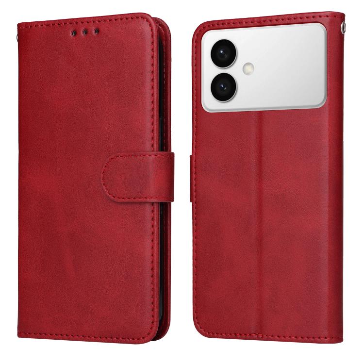 

For Samsung Galaxy S26 Edge 5G Classic Calf Texture Flip Leather Phone Case(Red)