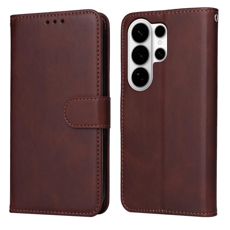 

For Samsung Galaxy S26 Ultra 5G Classic Calf Texture Flip Leather Phone Case(Brown)